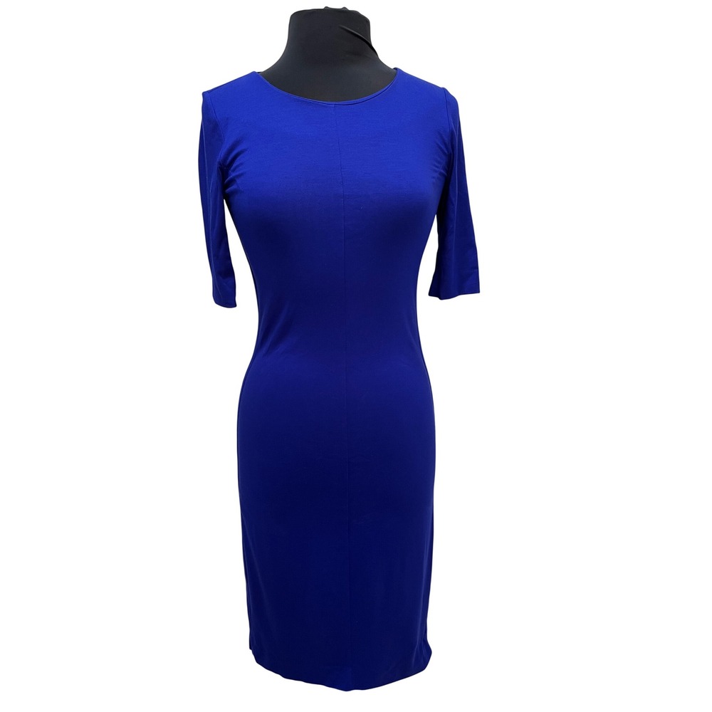 Diane von Furstenberg Royal Blue Bodycon Sheath Dress Elbow Sleeve Size S